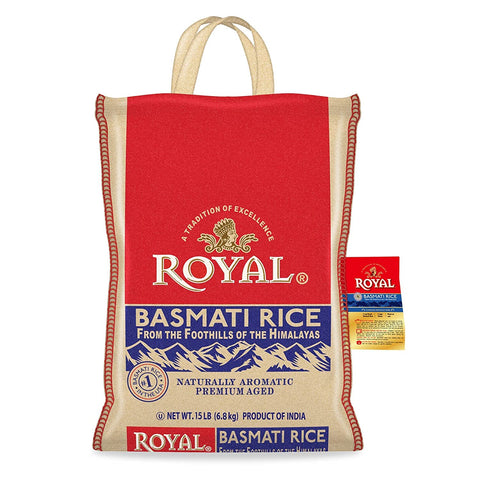 Royal Authentic Basmati Rice, 15 Pound Bag, White, Premium Quality Long Grain Rice