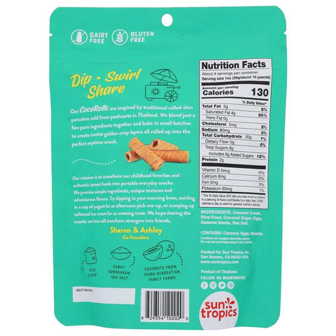 Cookie Coconut Wafer Roll Original Snack 4 oz SUN TROPICS
