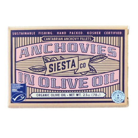 Cantabrian Anchovy Fillets in Olive Oil 2.5OZ Siesta Co.