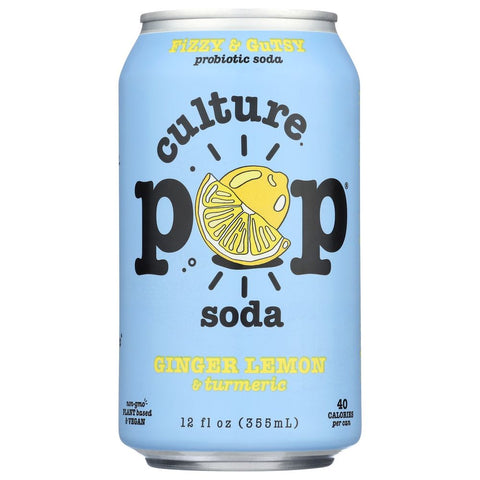Ginger Lemon & Turmeric Probiotic Soda 12 fl oz Culture Pop
