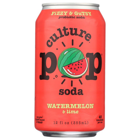 Watermelon Lime & Rosemary Probiotic Soda 12 fl oz Culture Pop