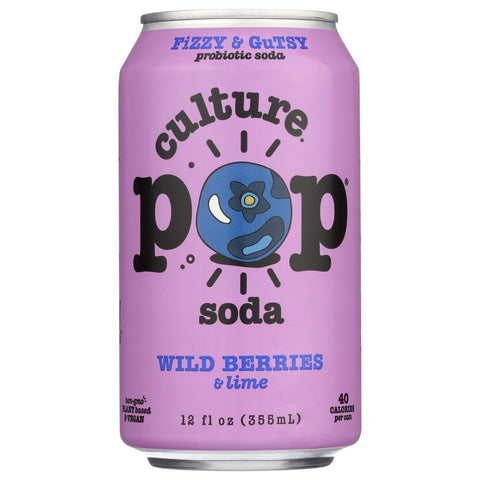 Wild Berries Basil & Lime Probiotic Soda 12 fl oz Culture Pop