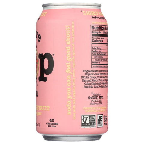 Pink Grapefruit Ginger & Juniper Probiotic Soda 12 fl oz CULTURE POP