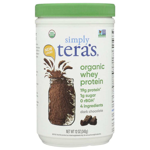 Grass Fed Organic Dark Chocolate Whey Protein 12 oz TERA'S WHEY