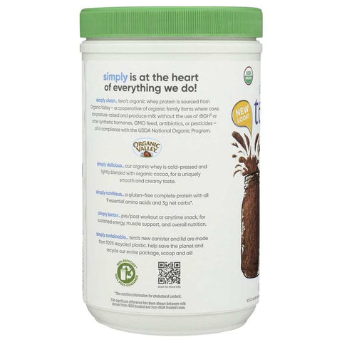 Grass Fed Organic Dark Chocolate Whey Protein 12 oz TERA'S WHEY