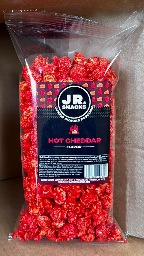 Hot Cheddar Spicy Cheese Popcorn Junior Snacks Co.
