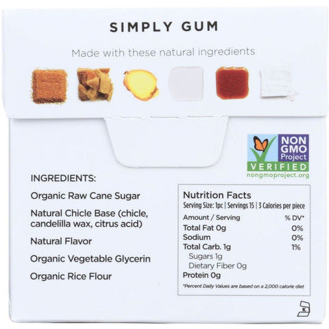 Natural Ginger Zest Gum 15 pc SIMPLY