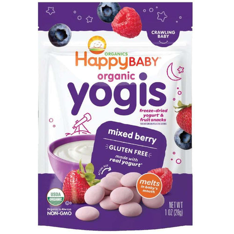 Organic Yogis Mixed Berry Yogurt and Fruit Snacks 1 oz HAPPY BABY