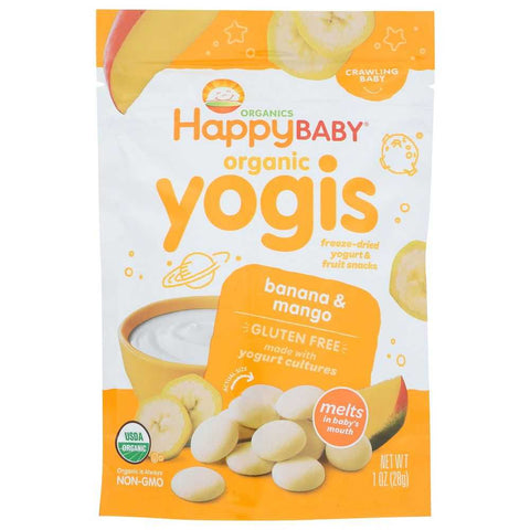 Organic Yogis Yogurt and Fruit Snacks Banana Mango 1 oz HAPPY BABY