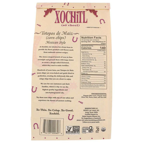 Mexican Style Blue Corn Crispy Oven-Baked Chips XOCHITL Organic 12oz