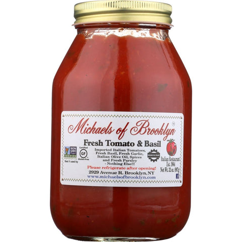 Fresh Tomato & Basil Sauce 32 oz Pasta Sauce MICHAELS OF BROOKLYN