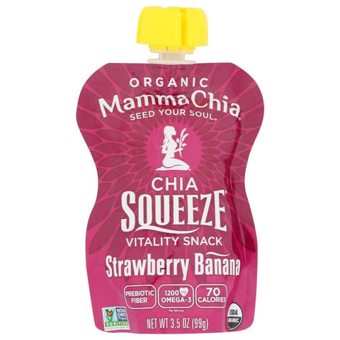 Organic Chia Vitality Snack Strawberry Banana Omega3 Beverage MAMMA CHIA 3.5oz