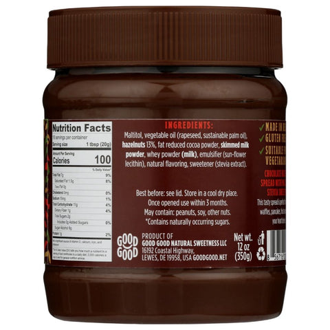 Choco Hazel With Stevia Sweet Spread 12 oz GOOD GOOD