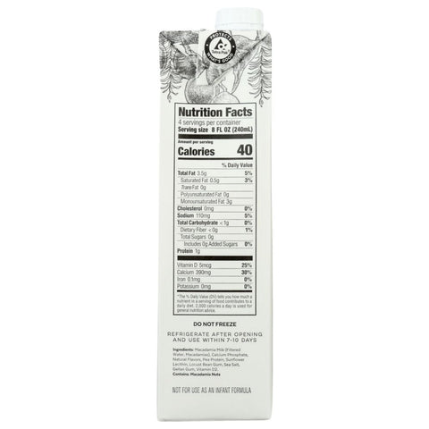 Unsweetened Vanilla Macadamia Milk 32 fl oz Milkadamia
