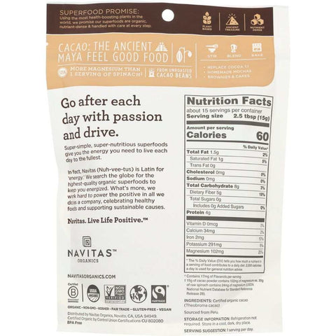 Organic Cacao Powder 8 oz NAVITAS
