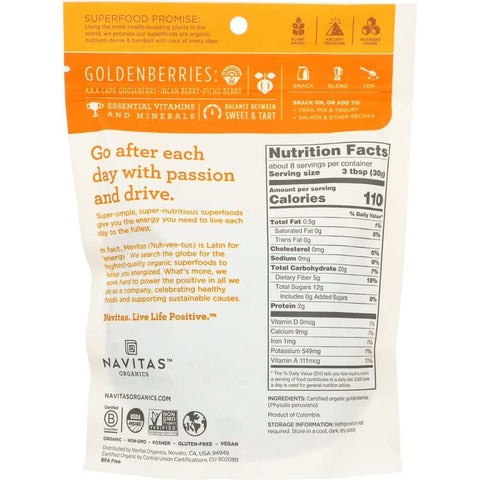 Organic Golden Berries 8 oz Snack Fruit Navitas