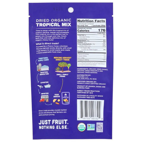Dried Fruit Organic Tropical Mix 2 oz MAVUNO HARVEST