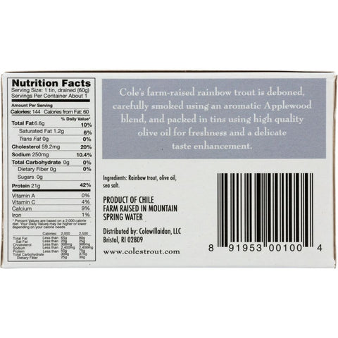 Trout Smoked Rainbow Trout Fillet 3.2 oz COLE'S