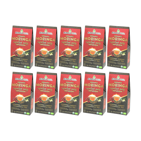 Organic Moringa Energy Tea - Cherry Chamomile - Natural Coffee Alternative