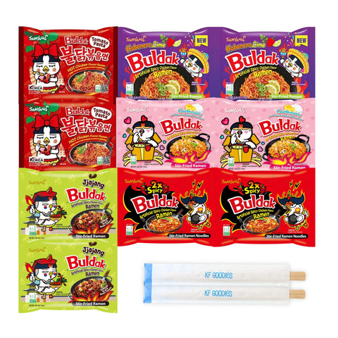 Samyang Buldak Hot Spicy Chicken Ramen Noodle Korean Stir-Fried Ramen, 2 Pack For Each Flavor