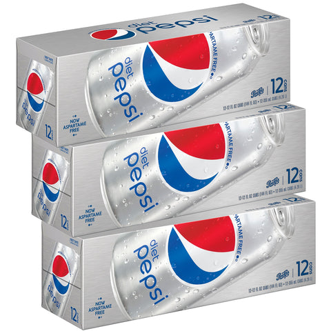 Diet Pepsi Soda, Fridge Pack Bundle, 12 Fl Oz, 36 Cans