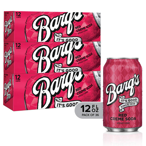 Barqs Red Creme Soda Soft Drink, 12 Fl Oz, 36 Pack, Refreshing Red Flavor