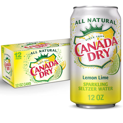 Canada Dry Lemon Lime Sparkling Seltzer Water, 12 fl oz cans, 12 pack, Refreshing Carbonated Beverage