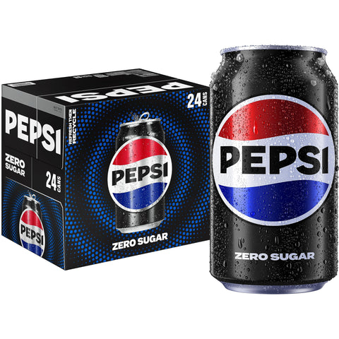 Pepsi Zero Sugar Cola Soda Pop, 12Oz Cans (24 Pack)
