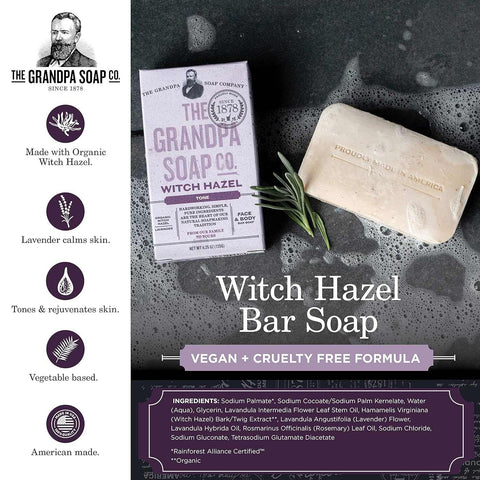 Witch Hazel Soap Bar All Natural Gluten-Free Soap Bar GRANDPAS