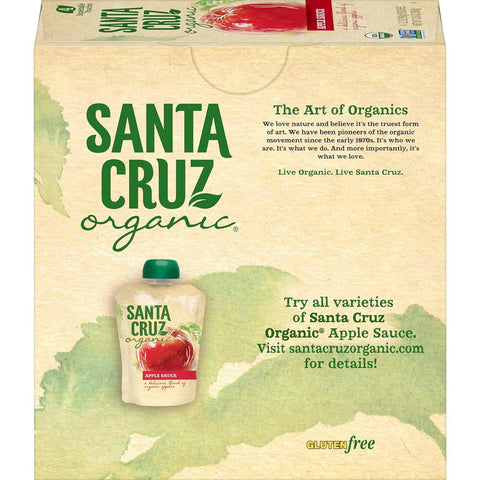 Organic Apple Sauce 4x3.2oz Pouches Fruit Snack Santa Cruz Organic