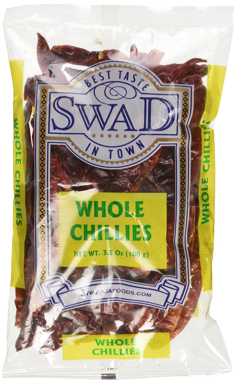 Swad Whole Red Dried Chillies 3.5Oz., 100 Grams/ Indian Groceries