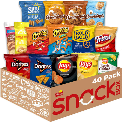Frito Lay Ultimate Classic Snacks Package, Variety Assortment of Chips, Cookies, Crackers, & Nuts, (Pack of 40) (Packaging May V