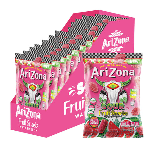 Arizona Fruit Snacks, Sour Watermelon - New - 5 Ounce Bags (Pack Of 12) - Gluten Free - Gummy Chews