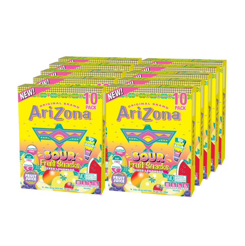 Arizona Fruit Snacks, Sour Lemonade - 10 Boxes Of 10 Ct. 0.9Oz Bags (Total 100 Ct. 0.9Oz Bags) - Gluten Free - Gummy Chews
