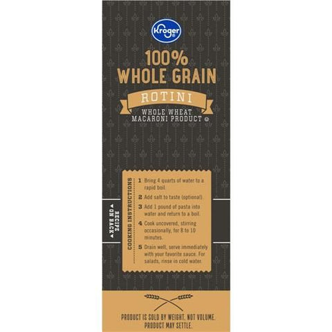 Kroger 100% Whole Grain Salad Rotini Pasta 16 oz