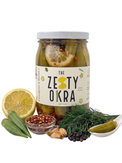 Zesty Tangy Herbaceous Pickled Okra 17 oz Glass Jar The Zesty Okra