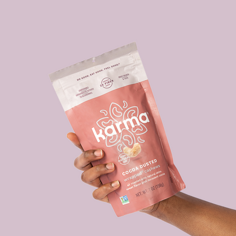 Karma Cocoa Dusted Wrapped Cashews Air-Roasted Snack Packs Karma