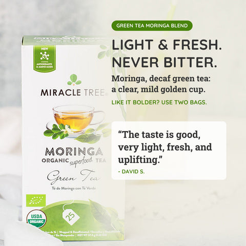 Organic Moringa Tea - Green Tea - Decaffeinated Herbal Tea
