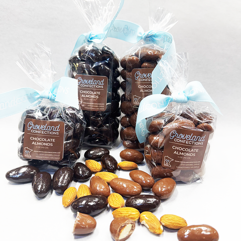 Chocolate Covered Almonds Milk or Dark Chocolate Groveland Confections