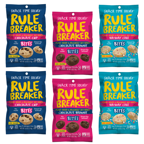 Rule Breakers Bites Variety Pack Snackable Brownies and Blondies 6 x 4 oz