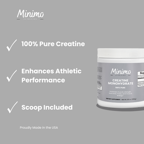 Creatine Monohydrate Powder 8.8 oz Supplement Minimo Nutrition