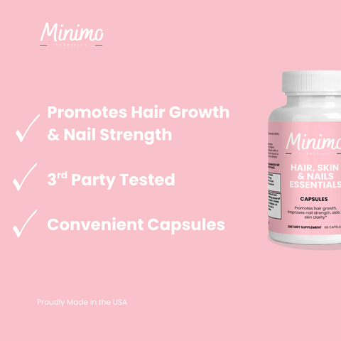 Hair Skin and Nails Essentials Supplement 60 ct Minimo Nutrition