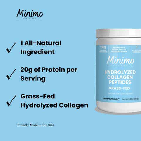 Grass-Fed Hydrolyzed Collagen Peptides 9.9 oz Supplement Minimo Nutrition