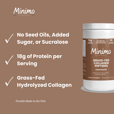 Grass-Fed Chocolate Collagen Peptides Powder Minimo Nutrition