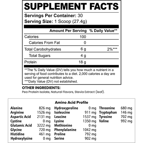 Vanilla Vegan Pea Protein Isolate Powder 2.09 lbs Minimo Nutrition