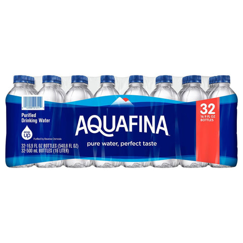 Aquafina Purified Bottled Drinking Water, 16.9 oz, 32 Pack
