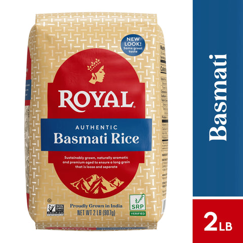 Authentic Royal Naturally Aged Indian White Basmati Rice, Long-Grain, Gluten-Free - 2 lbs