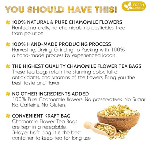 Smooth Sleep & Digest Duo – Chamomile Flower & Fennel Seed Tea Bags for Evening Calm, Digestive Comfort & Bedtime Routine