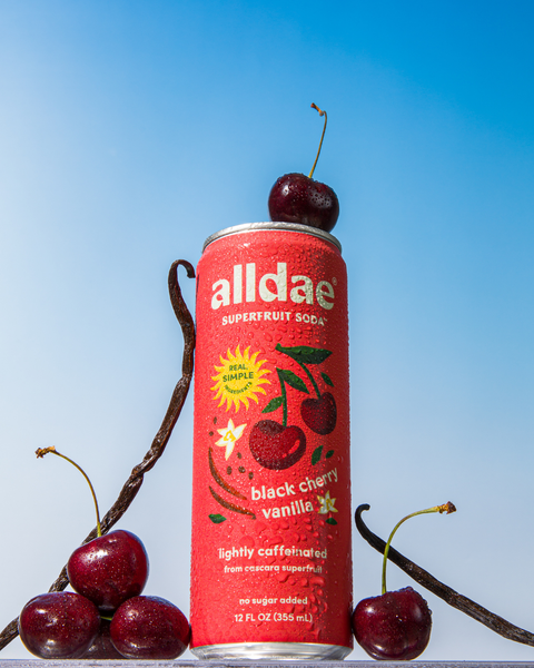 Black Cherry Vanilla Superfruit Soda Can 12 oz - AllDae