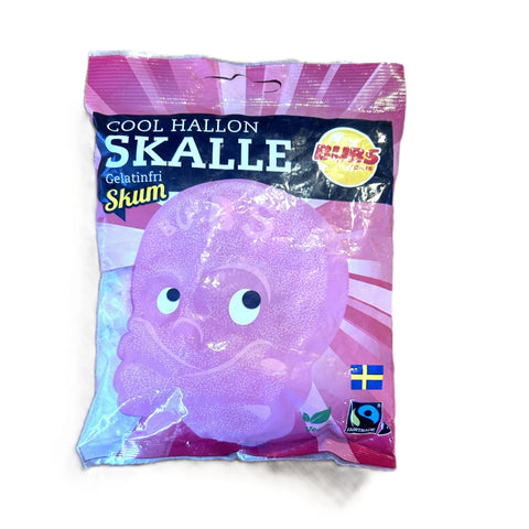 BUBS Cool Hallon Skalle Raspberry Gelatin Free Foam Candy 90g Sweden